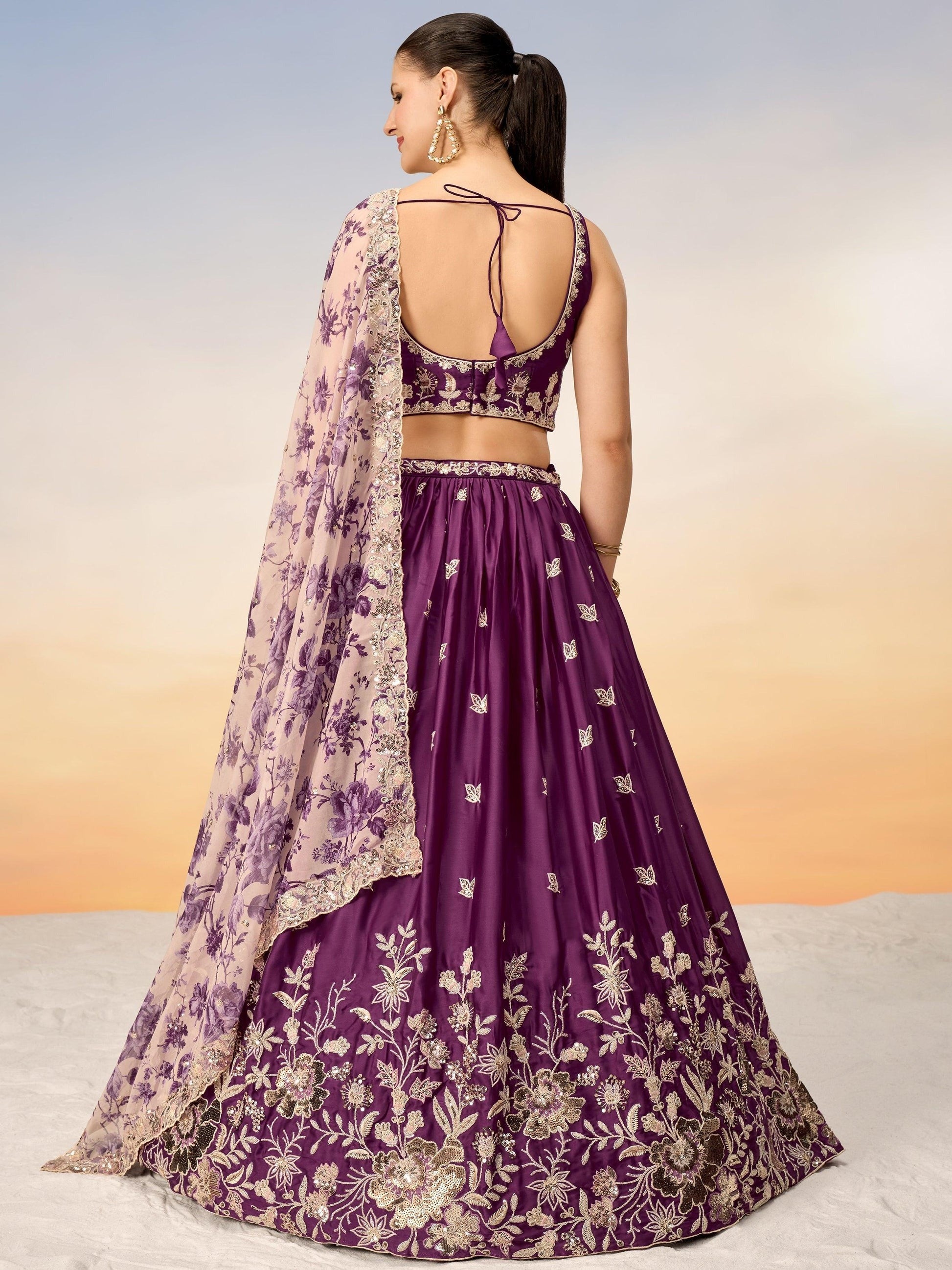 Back view of choli with embroidered detailing