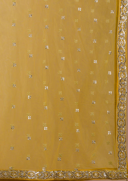 Dark Yellow Lehenga Choli with sequins surface detailing