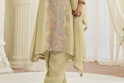 Hem detail of dark yellow sharara pants