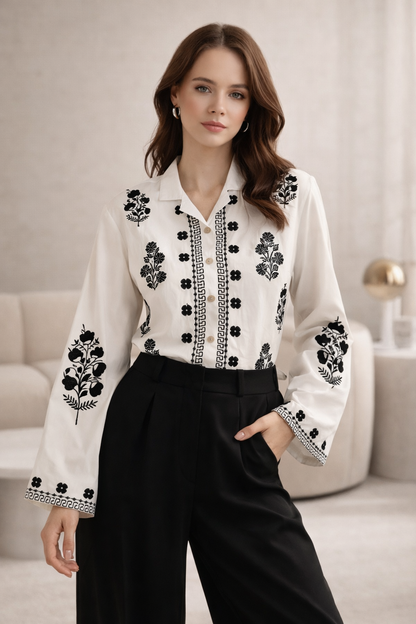 women’s shirt white cotton front view clean design