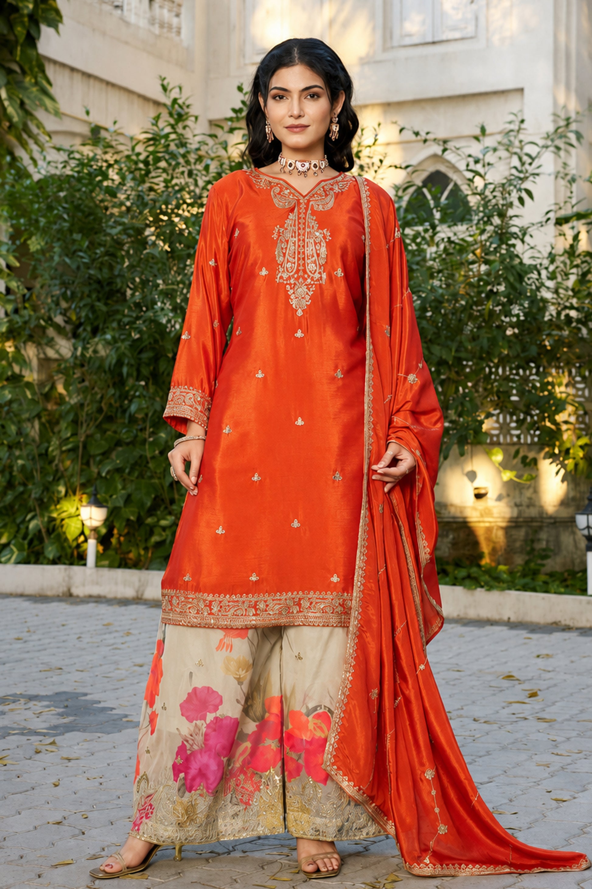 Ready-to-wear cultural celebration outfit in Orange