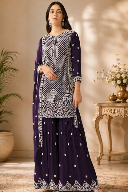 Faux Georgette sharara with flowing silhouette