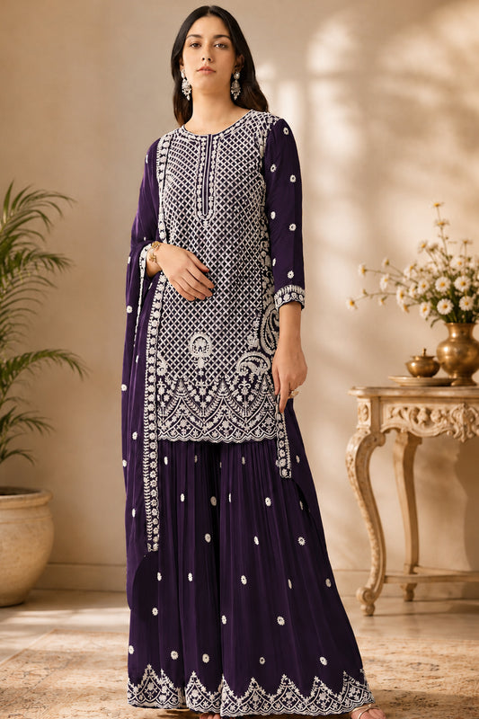 Faux Georgette sharara with flowing silhouette