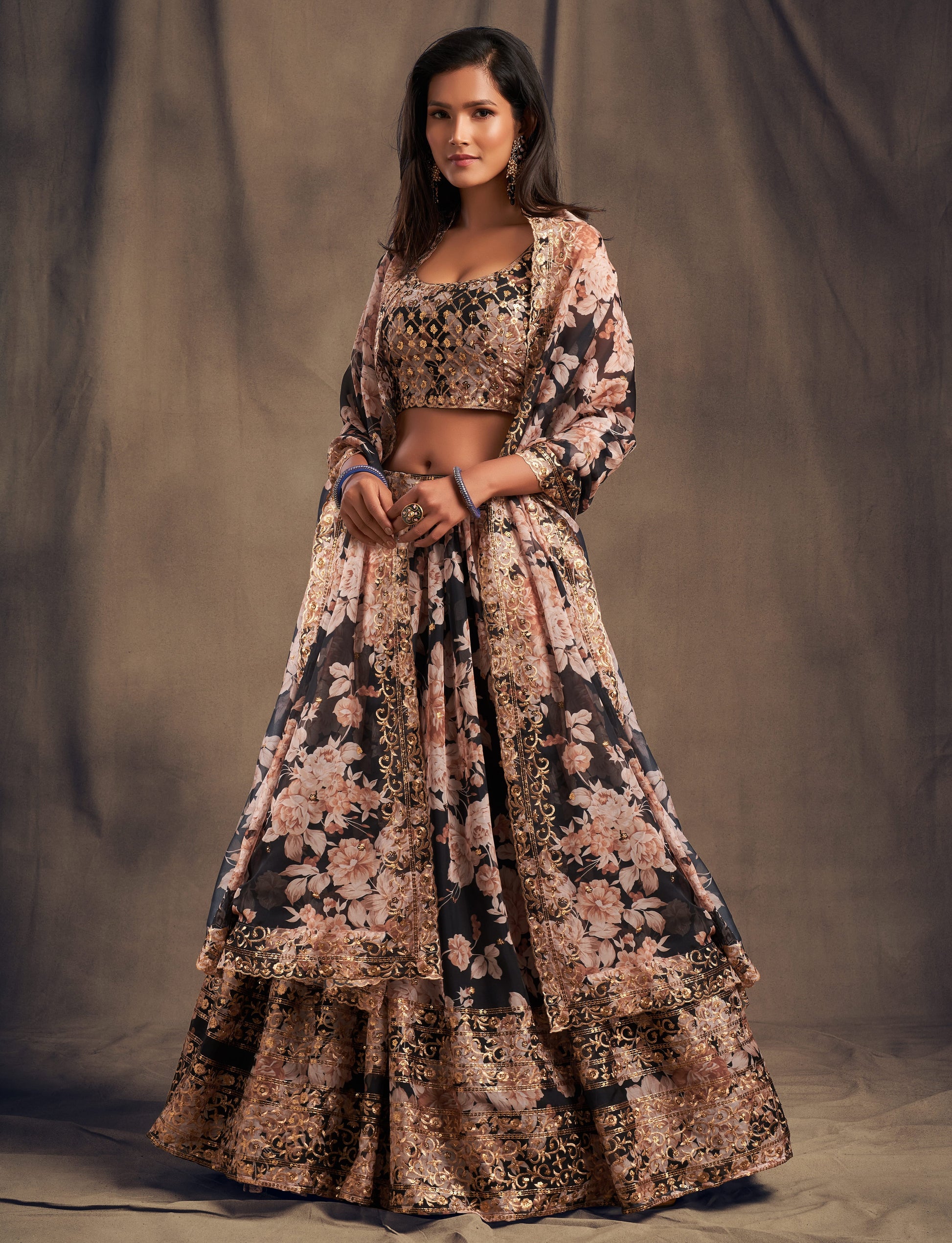 black lehenga for women engagement outfit styling