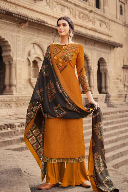 Summer dresses: orange cotton plazzo with dupatta for wedding guests.