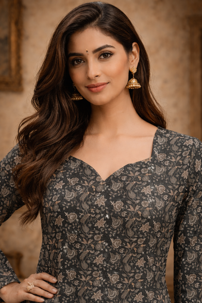 elegant black silk top for office wear close-up neckline