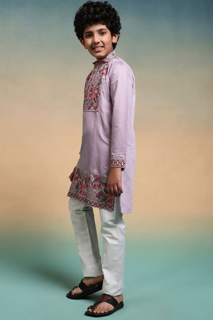 Diwali ready boys kurta in lavender with classic design