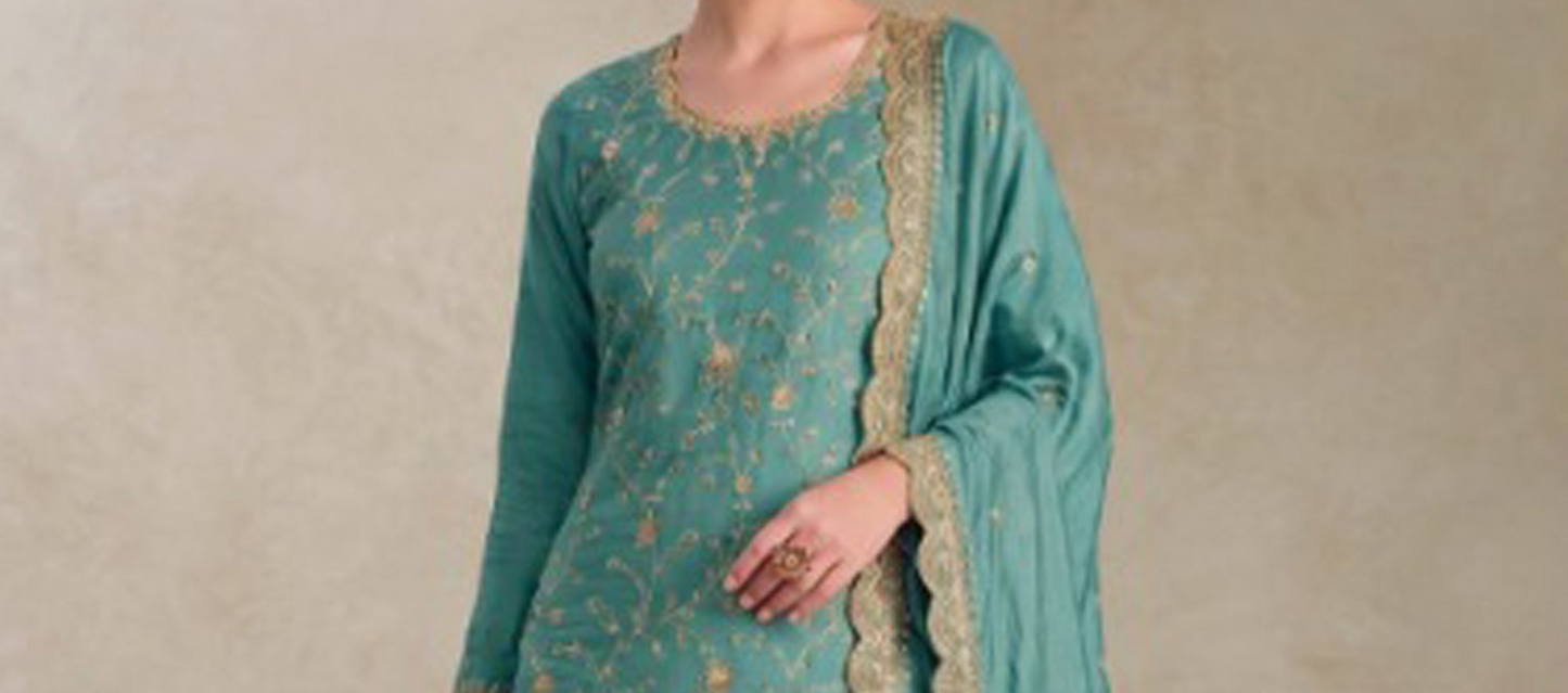 Teal Green Kameez styled for engagement celebrations