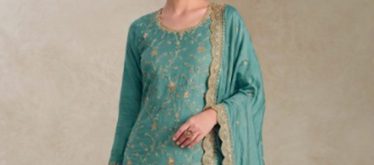 Teal Green Kameez styled for engagement celebrations