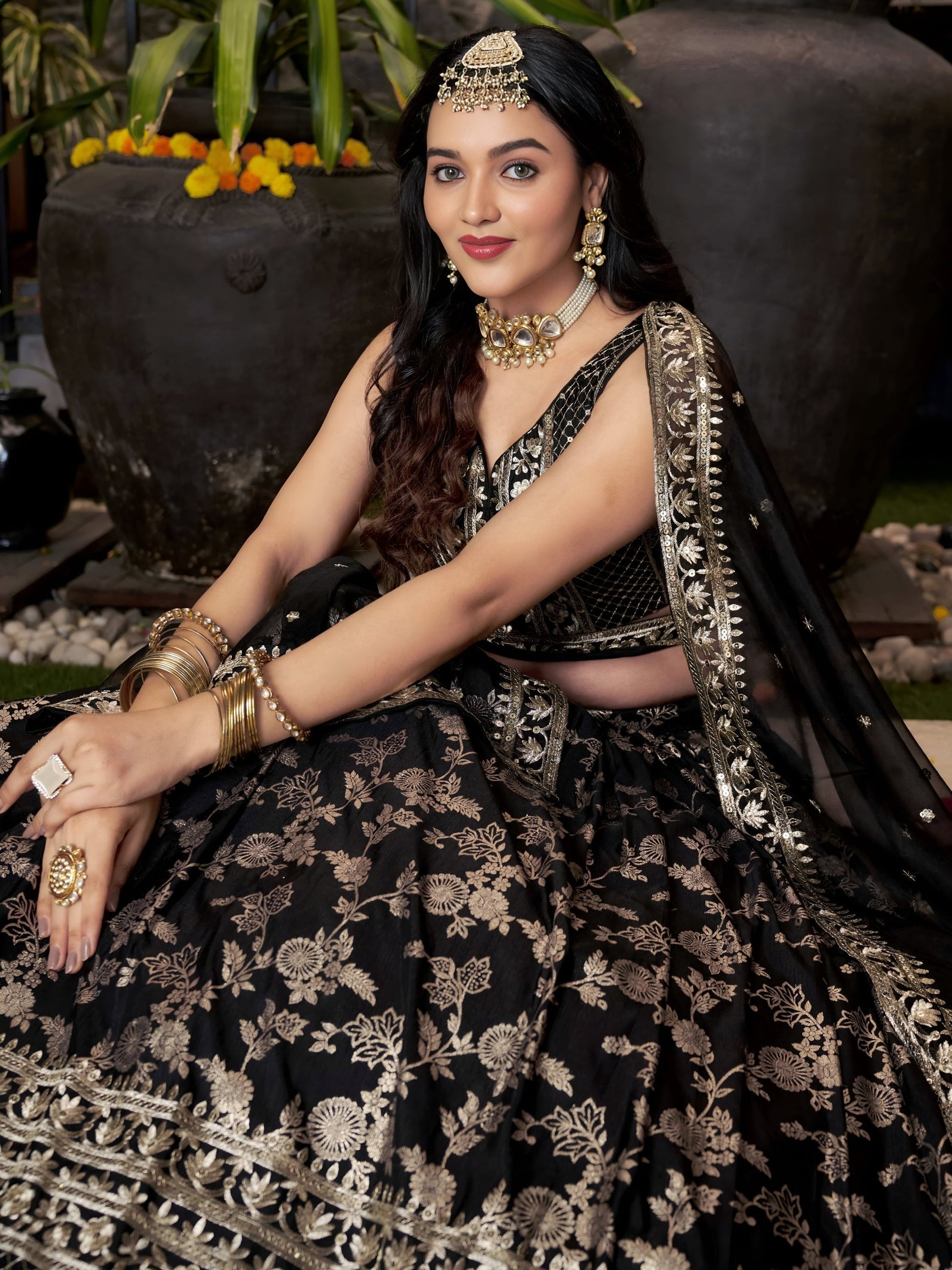 Dola Silk lehenga choli texture close-up