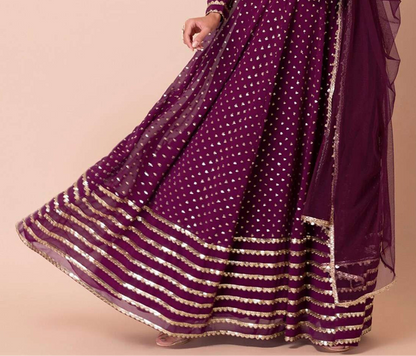 zari sequins embroidery lehenga choli fabric close detail