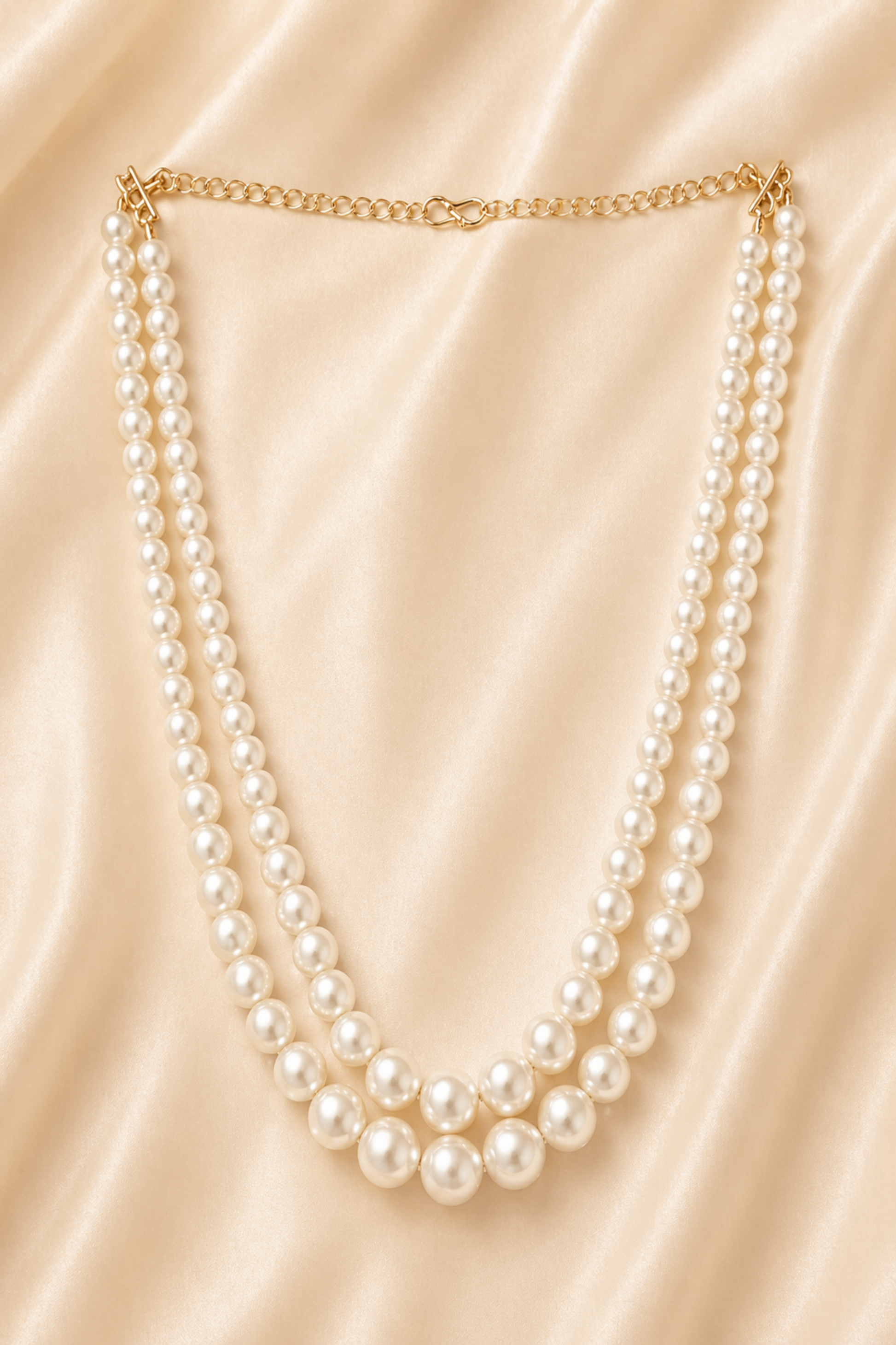pearl necklace gold clasp detail
