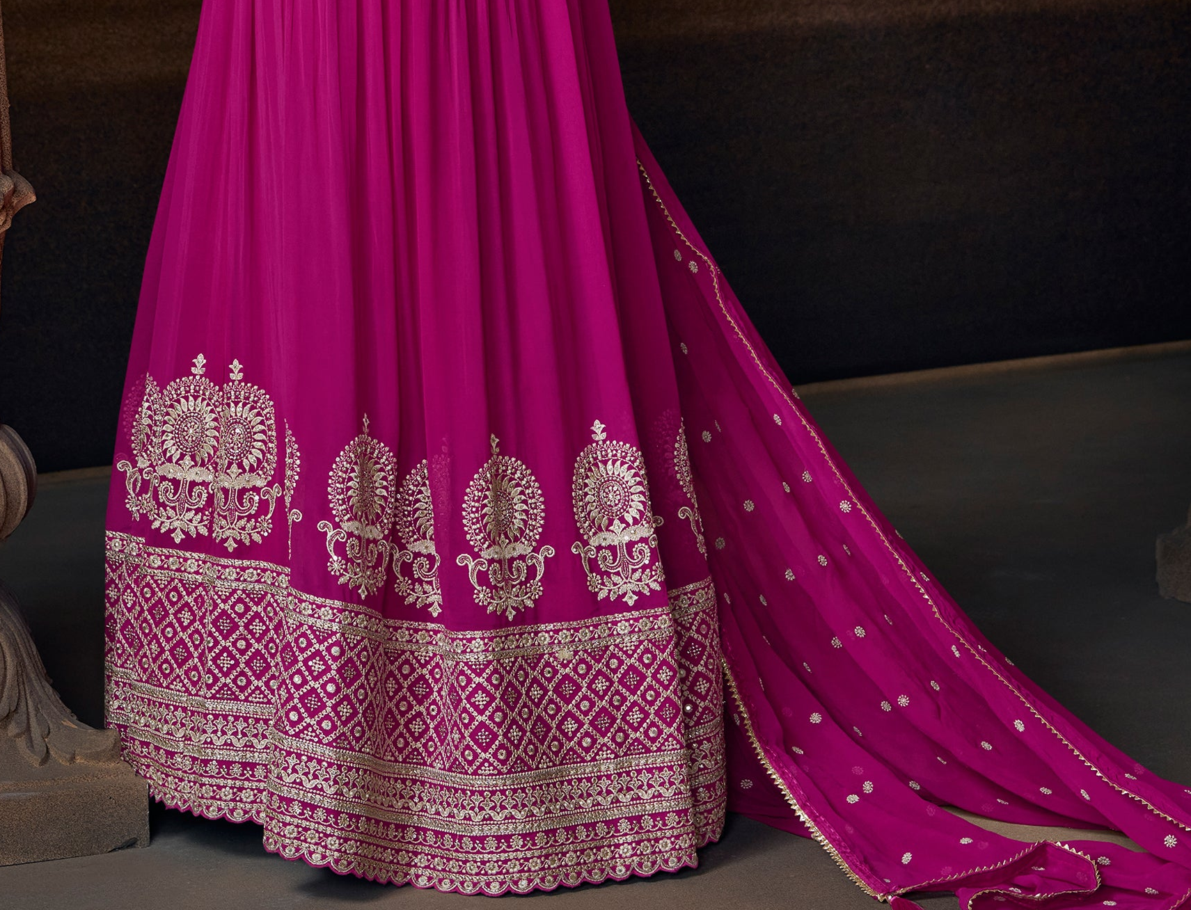 indian Embroideed design Anrakli Flared Gown 