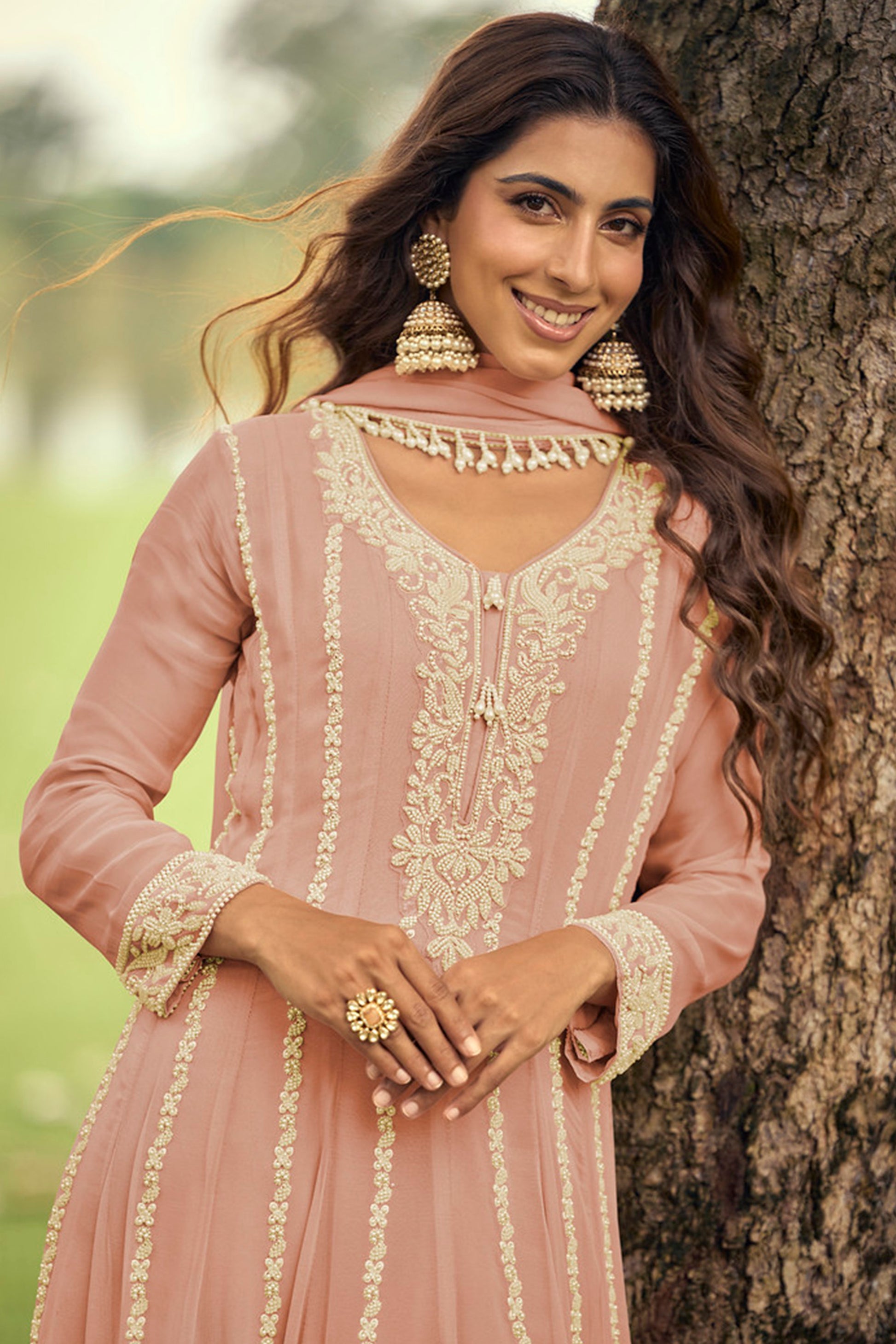 indian Pink Designer Ready To wear palazzo suit 
