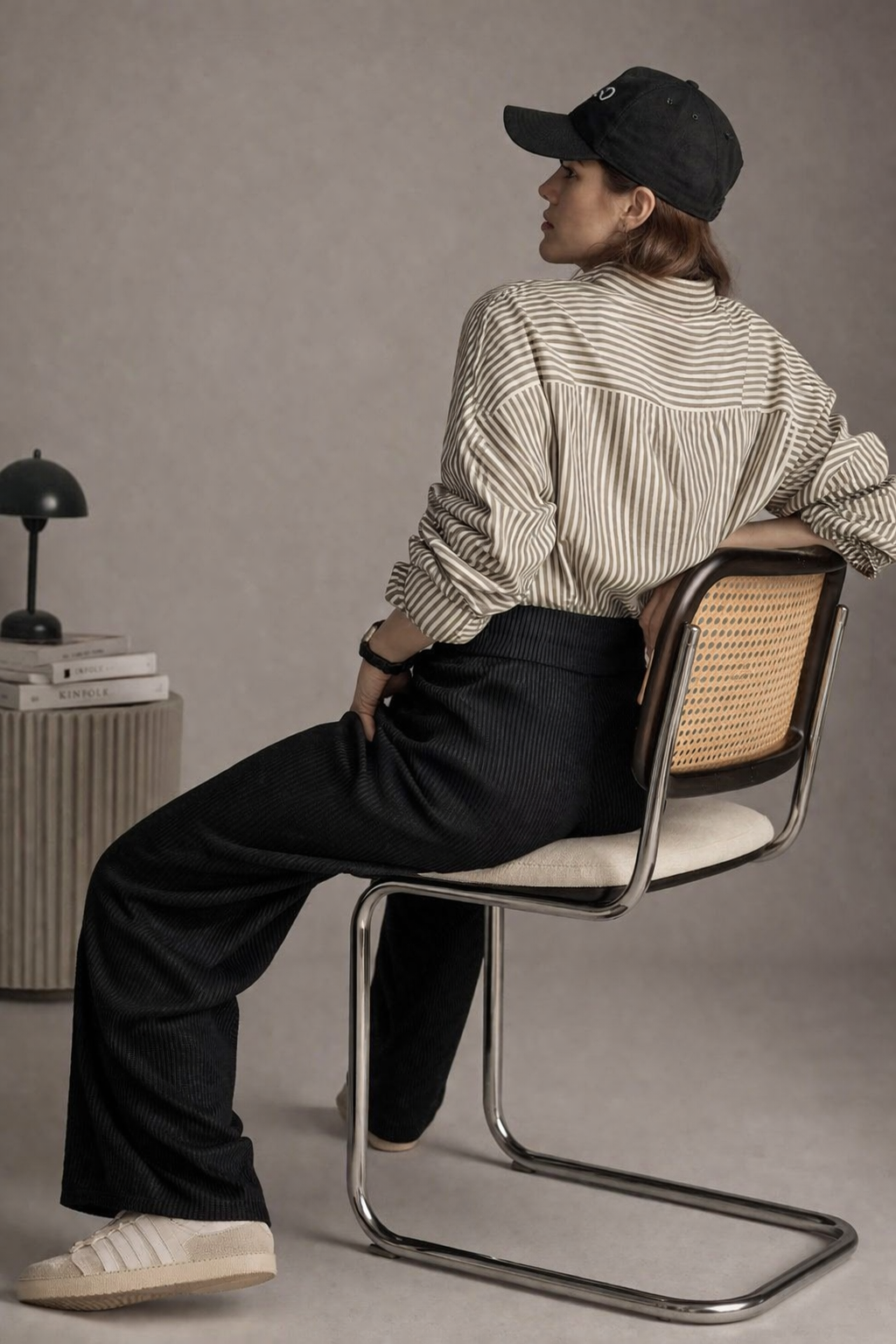 Women’s black trouser side profile everyday styling