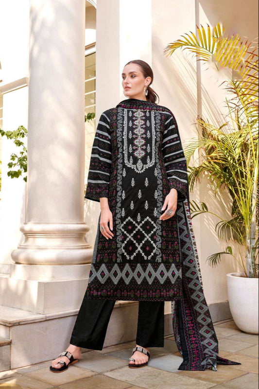 Black printed cotton salwar kameez full outfit view