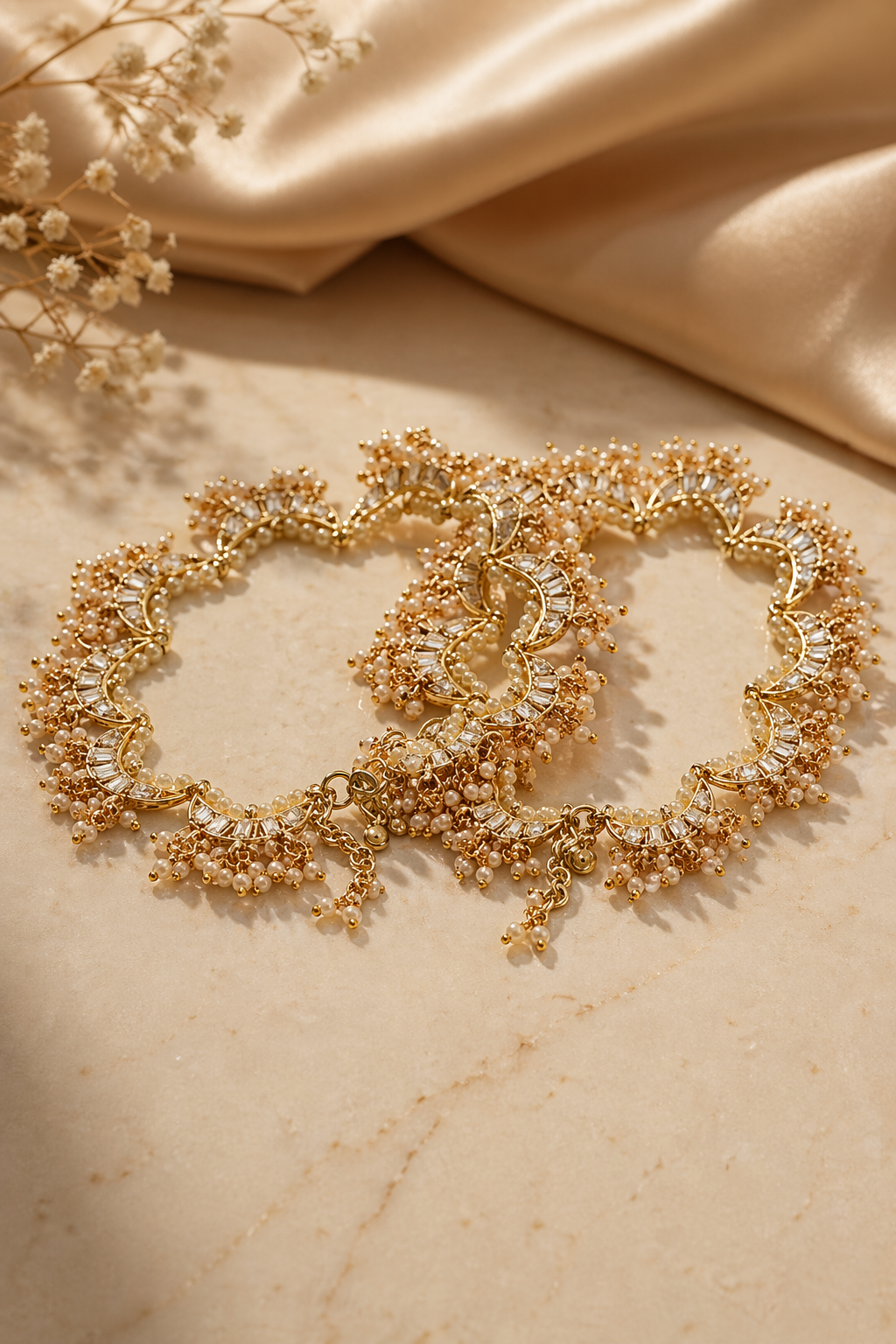designer anklet with crystal detailing
