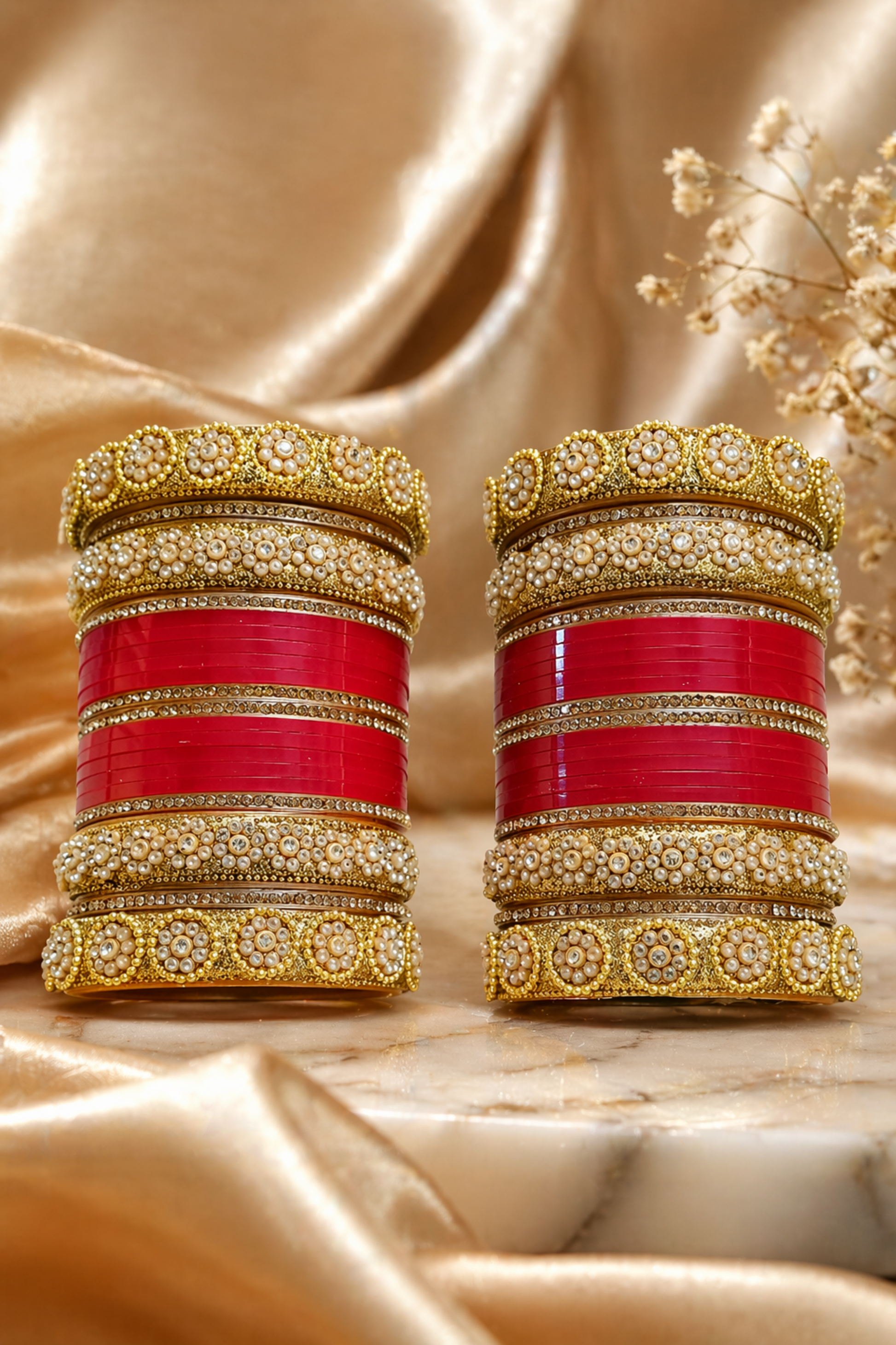 detailed outer bangles with circular bead patterns