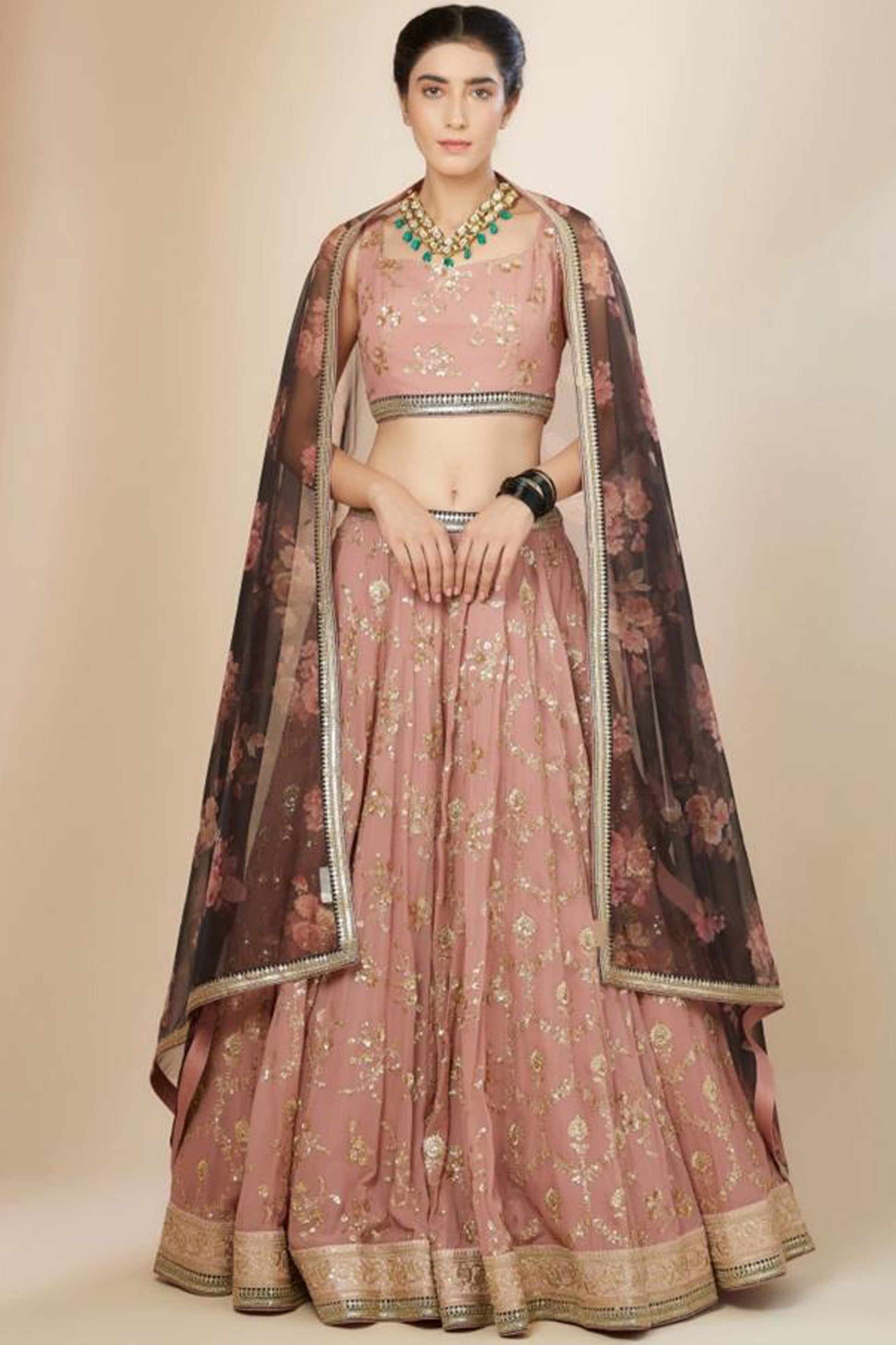sequins and zari embroidery lehenga choli festive outfit look