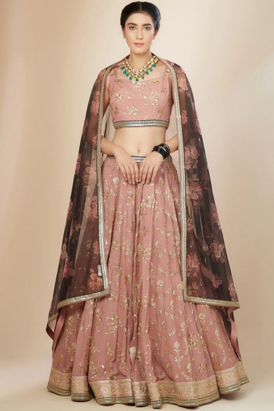 sequins and zari embroidery lehenga choli festive outfit look