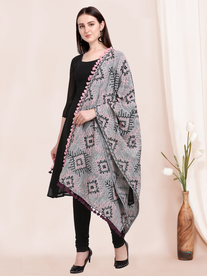 Premium gray dupatta styled for modern ethnic wear