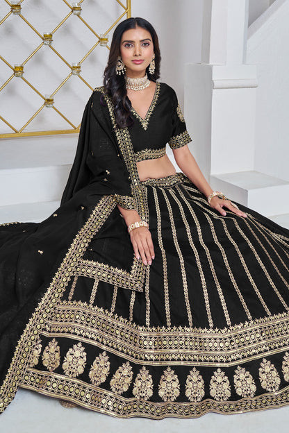 garba lehenga choli black embroidered festive styling