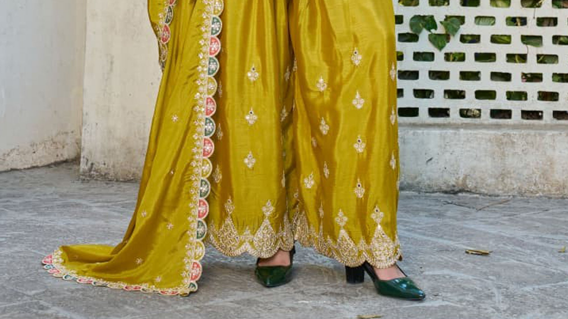 Full heavy embroidery palazzo outfit for wedding guest events