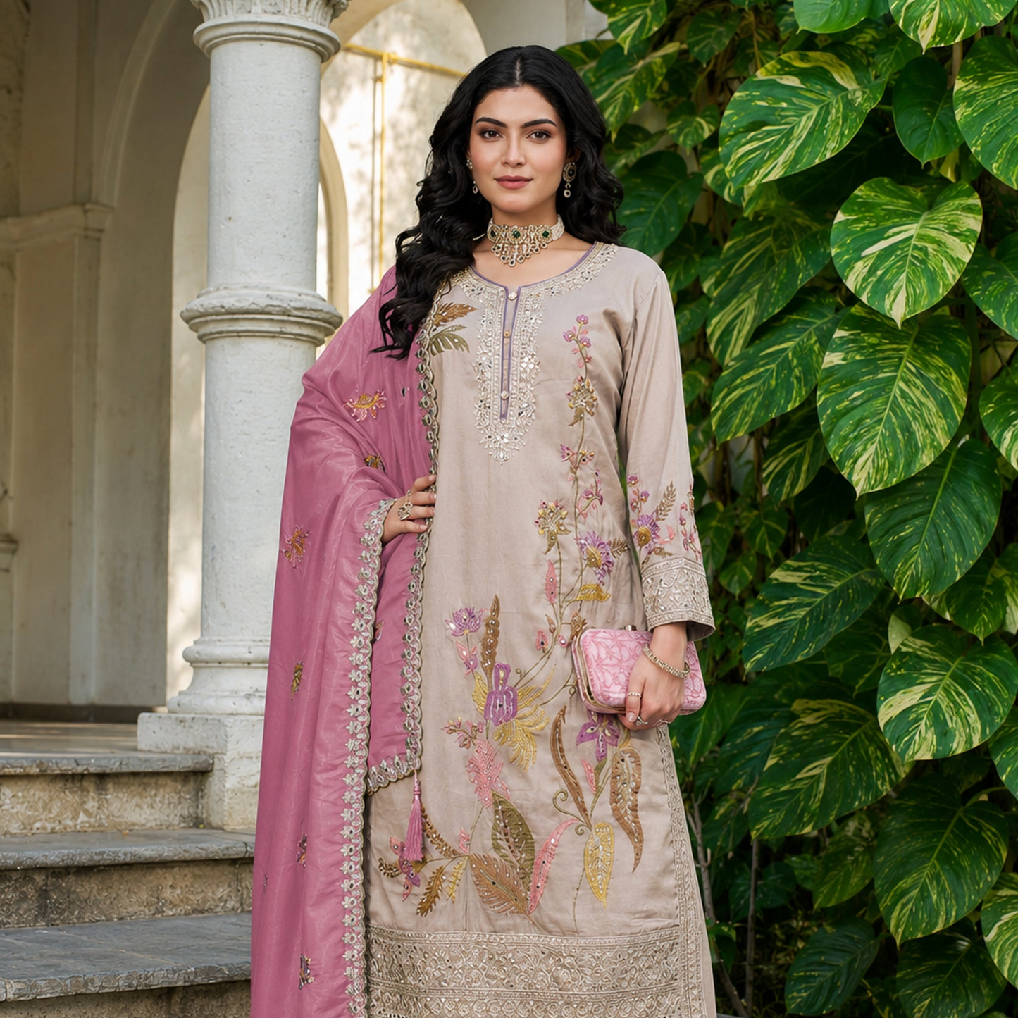 Kameez Palazzo Styled With Wide Leg Palazzo Pants For Women