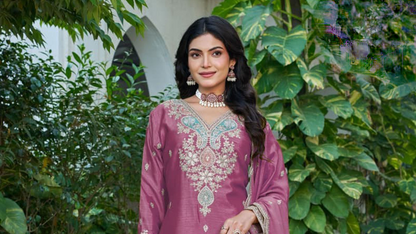 Dusty Rose Pink Ethnic Palazzo Set For Wedding Guest Styling