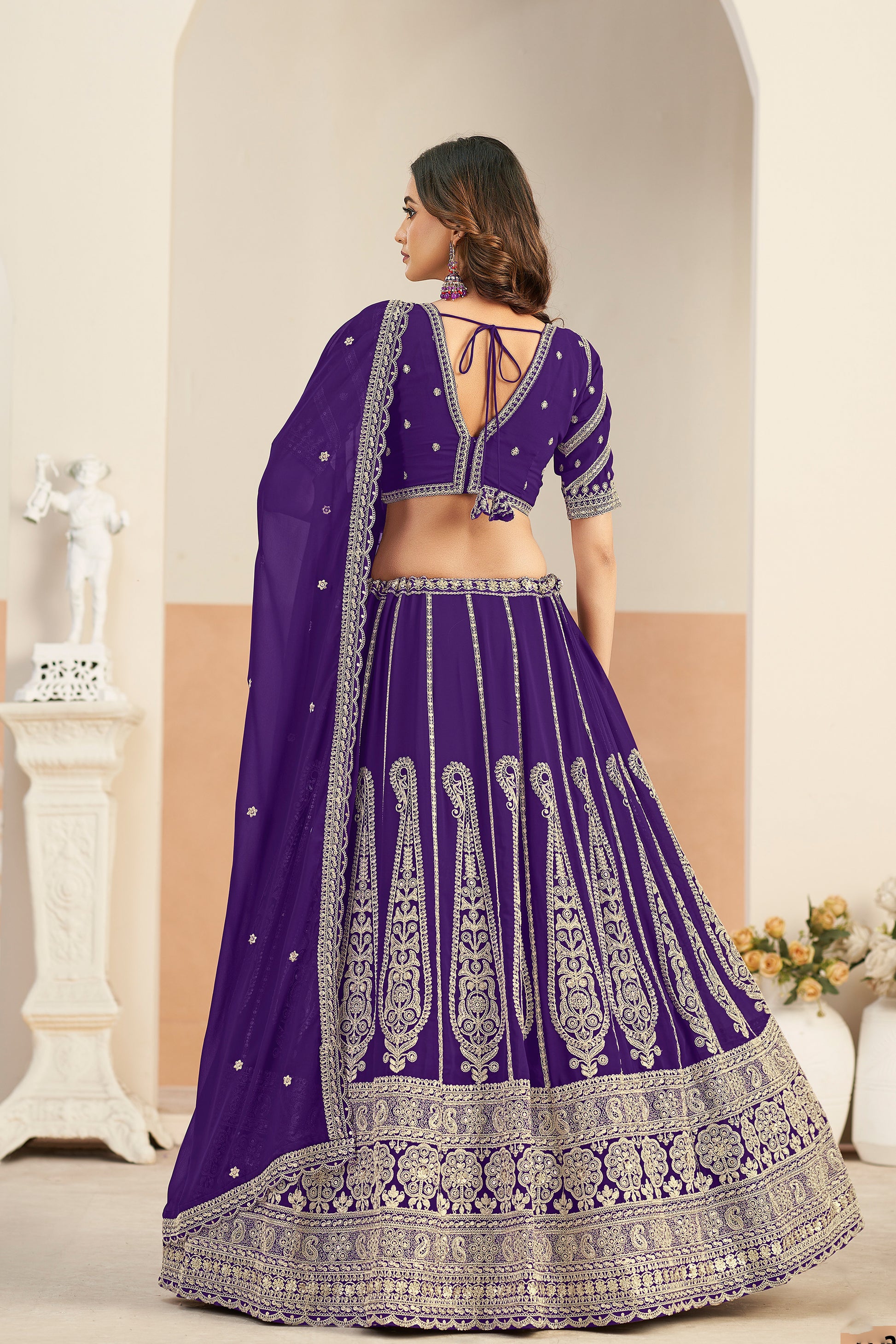 Heavy embroidered lehenga choli in royal purple shade
