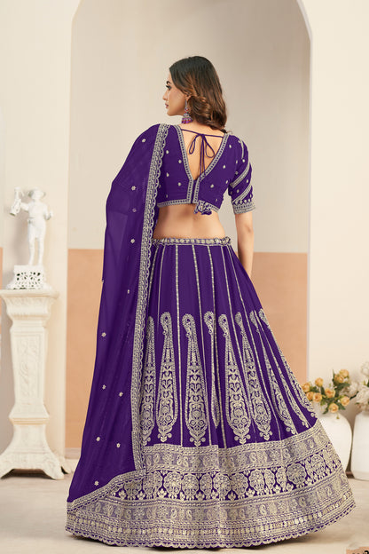 Heavy embroidered lehenga choli in royal purple shade