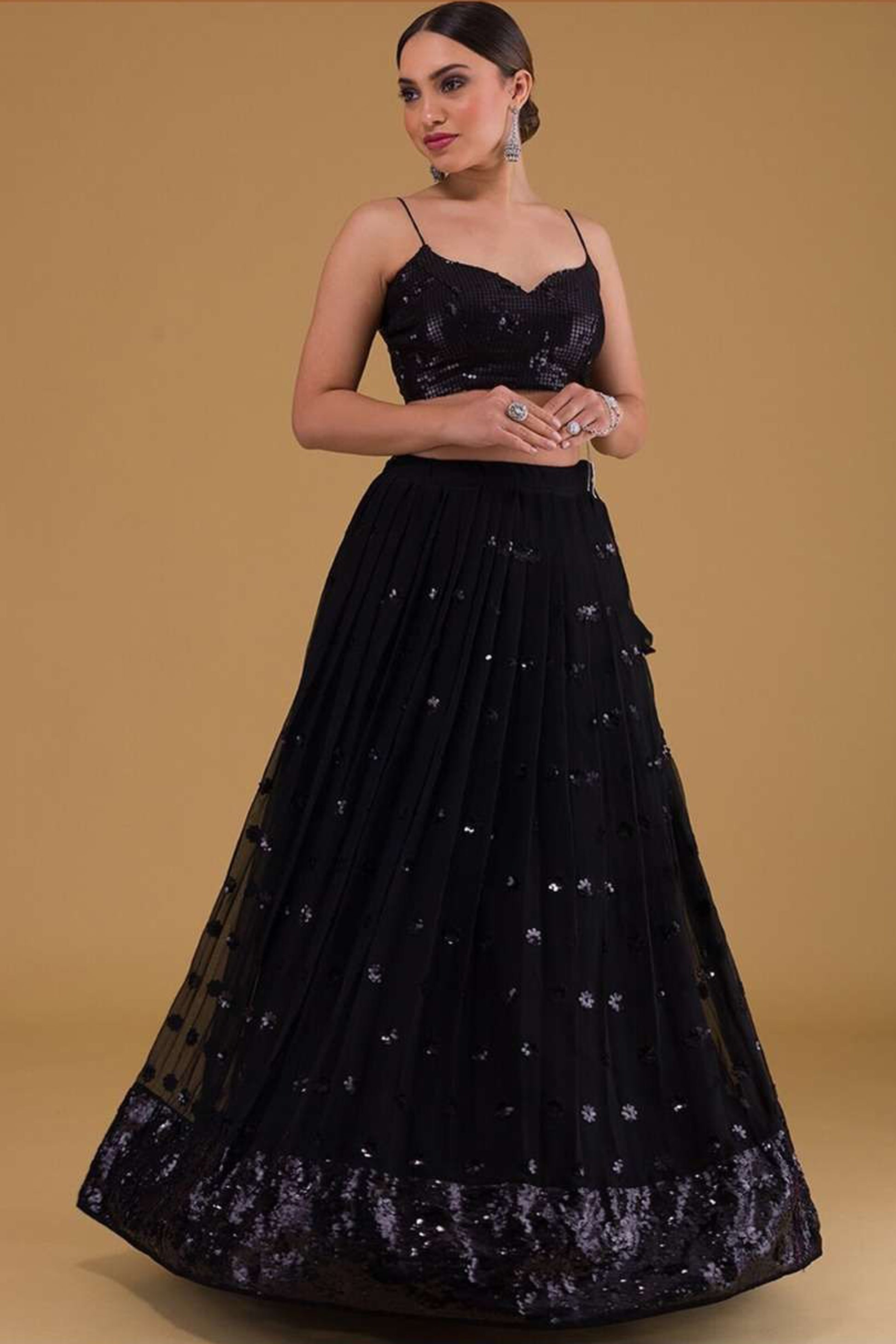 midnight festive lehenga with zari handcrafted detailing