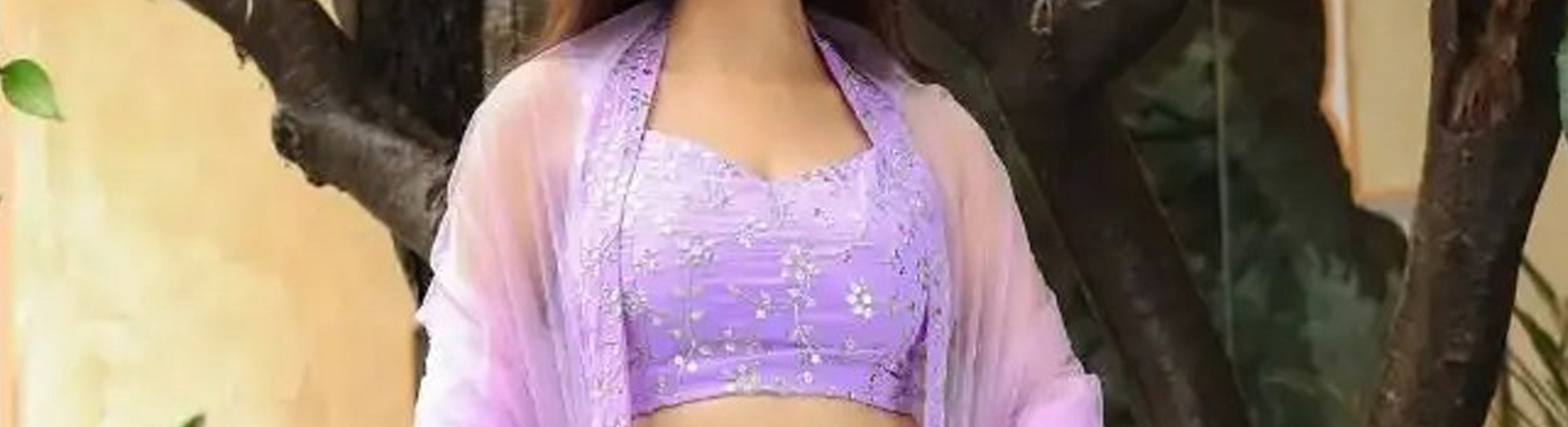 Embroidered garba choli outfit with layered flare silhouette