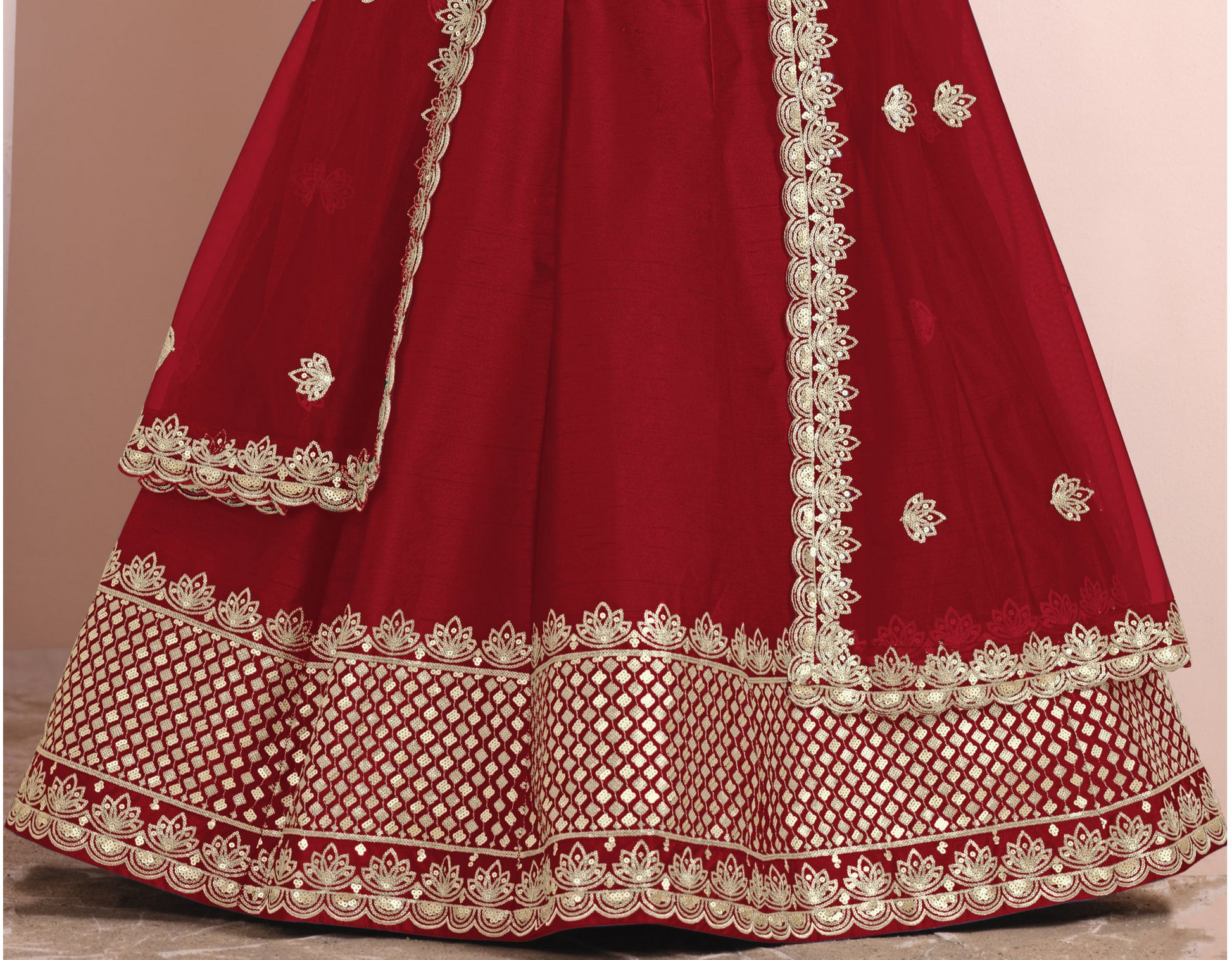 elegant red lehenga choli for evening event USA