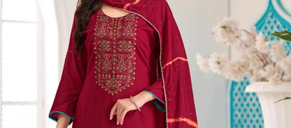 Embroidery work finish on viscose salwar kameez