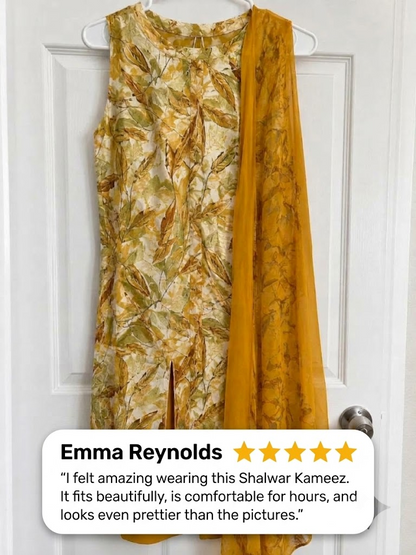 Women Shalwar Kameez in Mustard Yellow Color For Haldi and Everyday