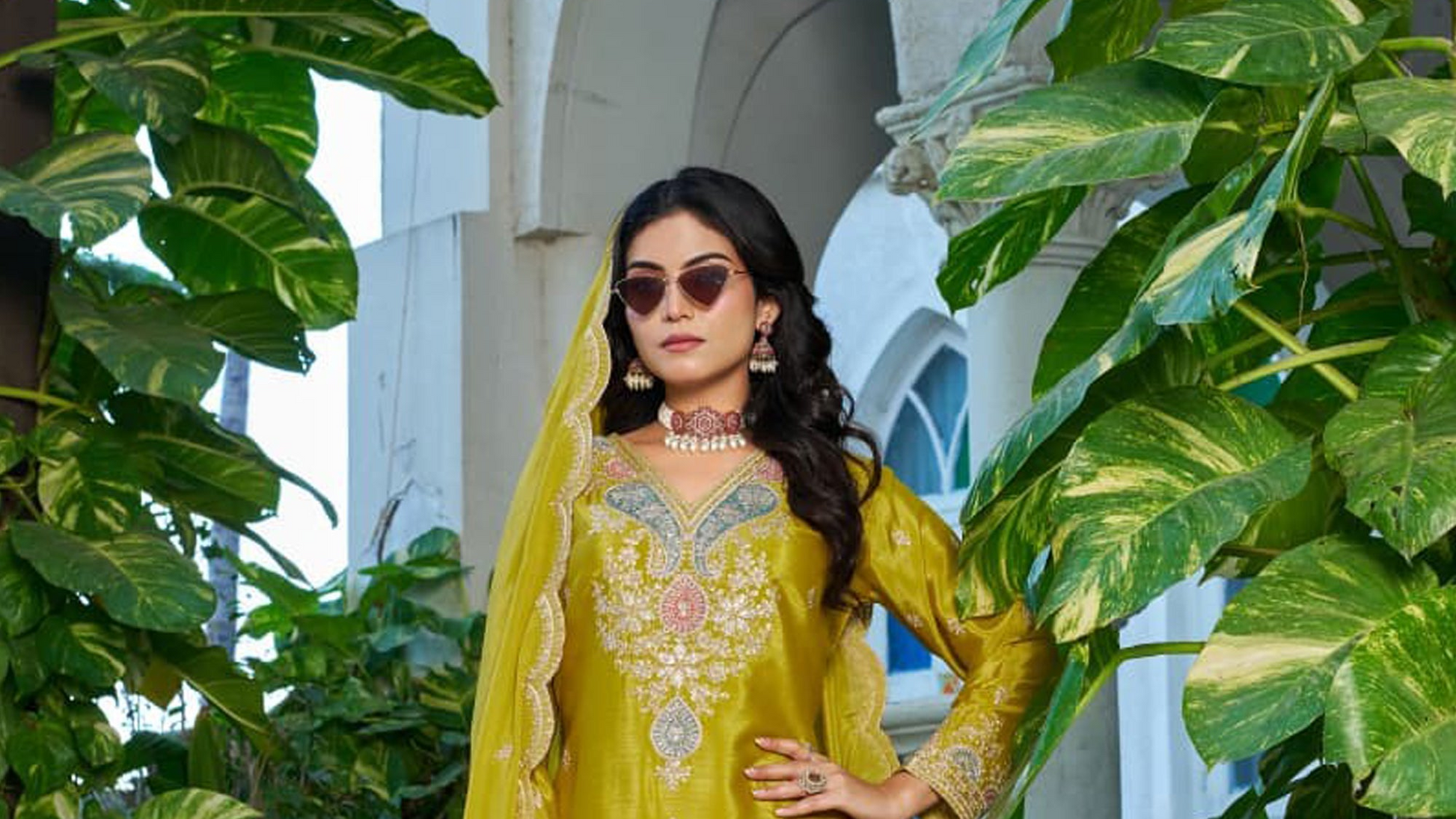 Ethnic Palazzo Set with embroidery fancy coding dori work