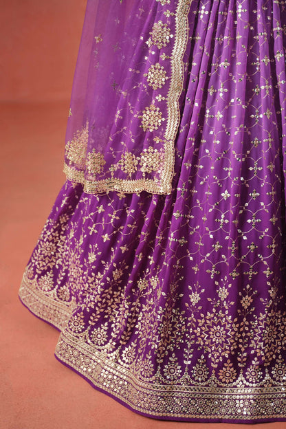 Traditional style purple lehenga choli for formal occasions