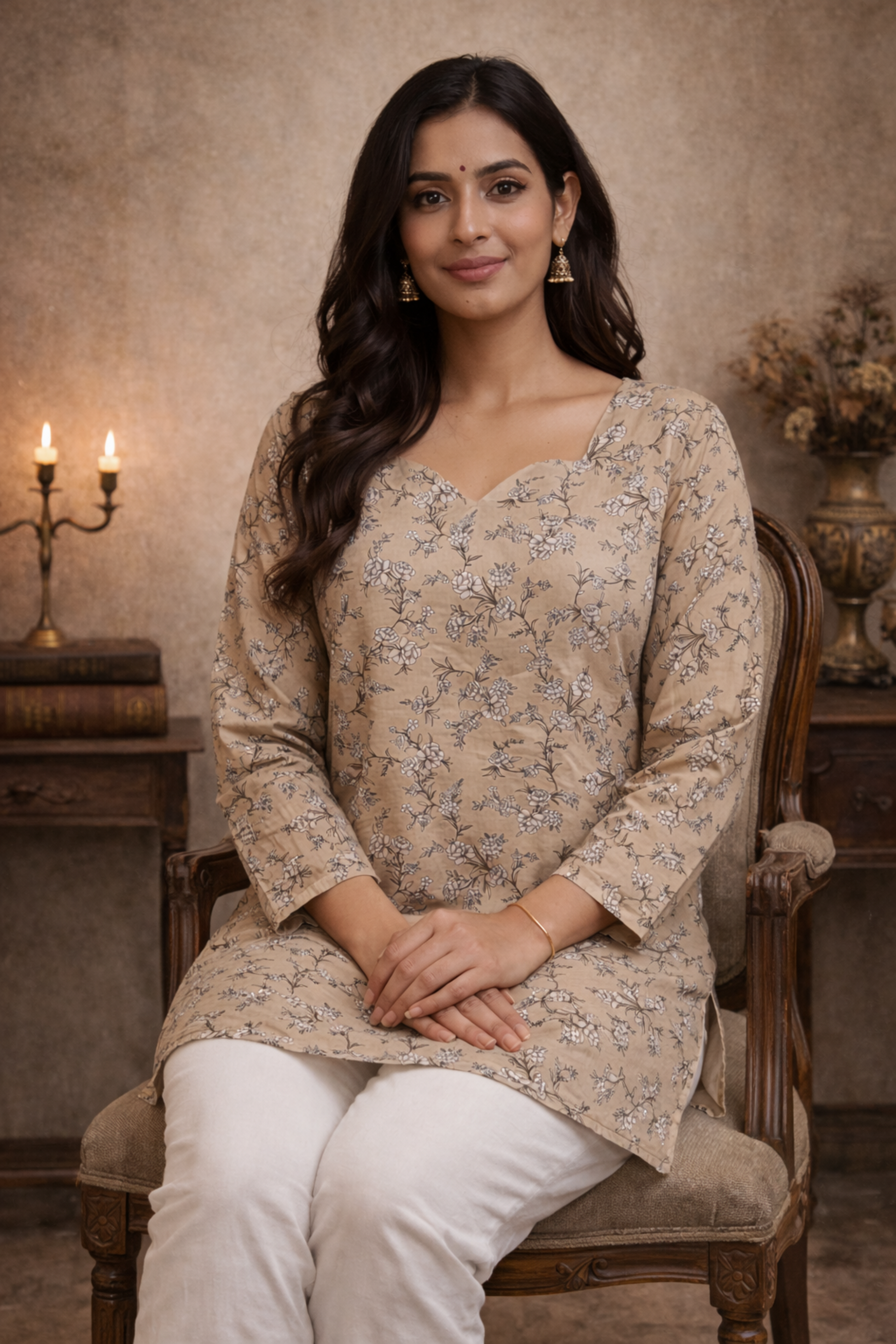 Minimalist beige top for date and casual outings