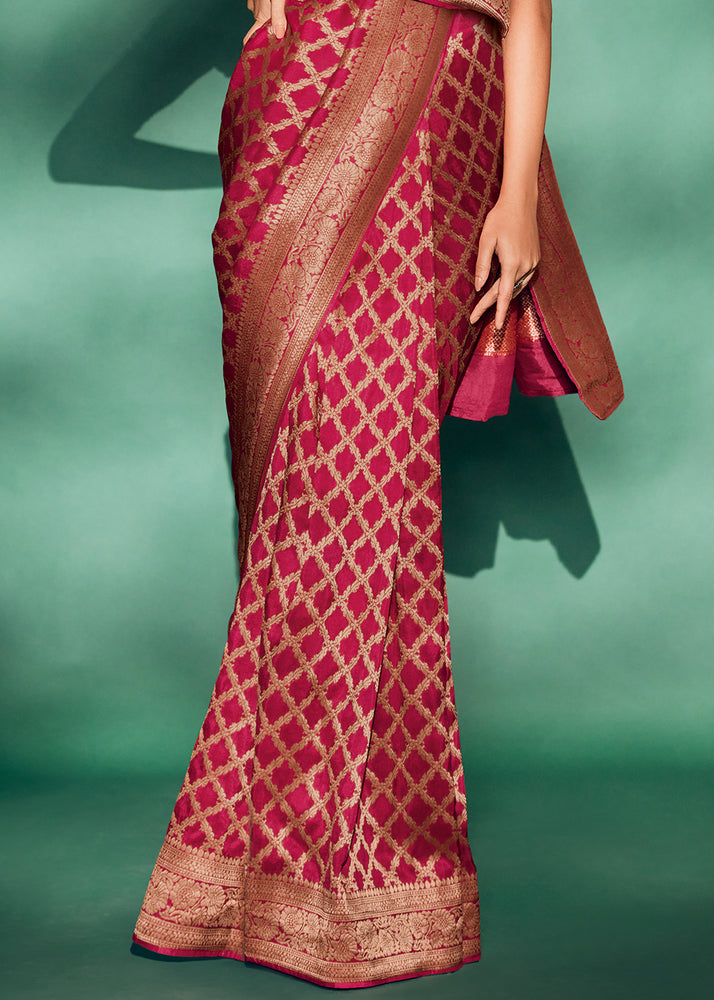 Pink Saree reflects softness and charm – perfect for graceful day functions.

