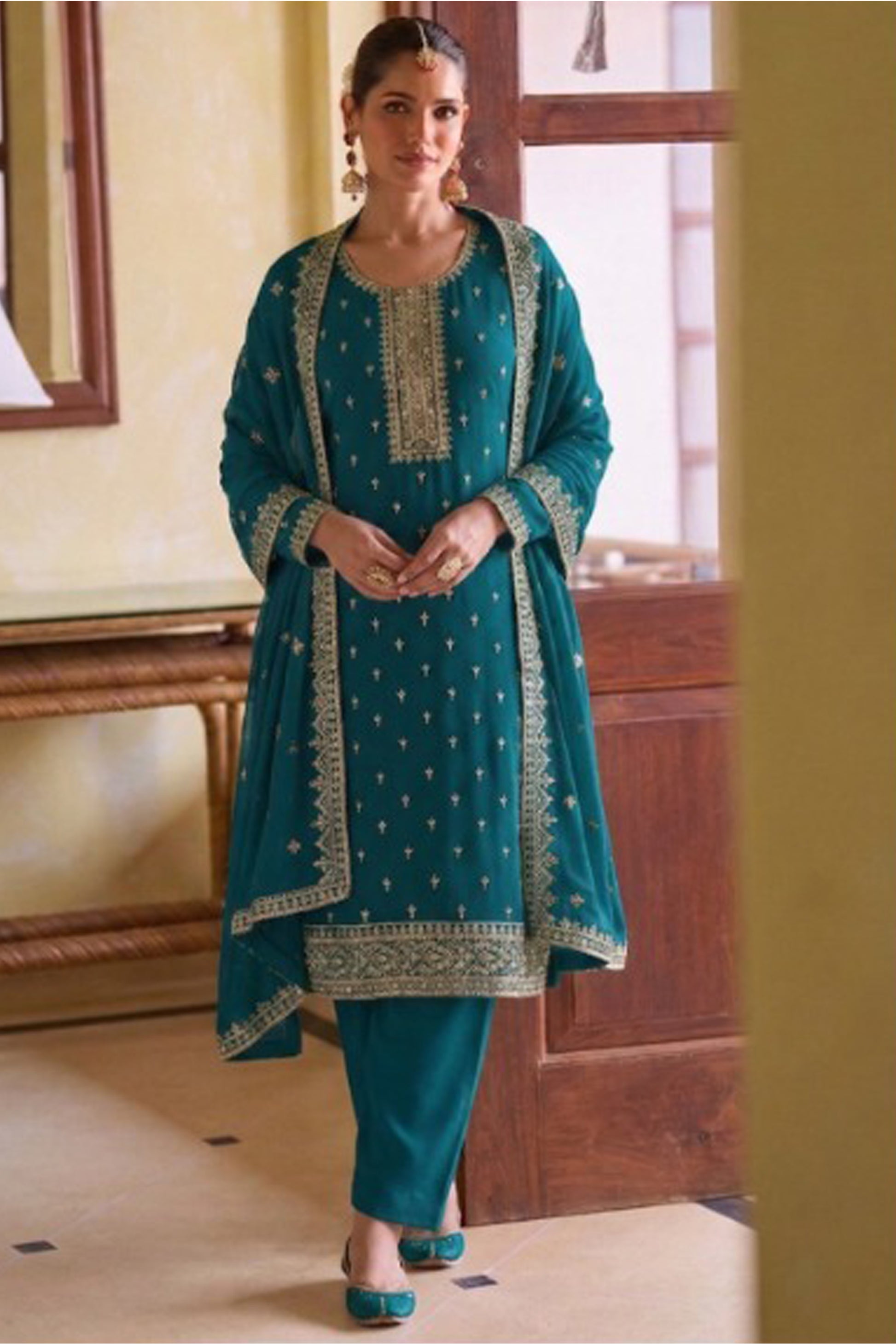 Traditional embroidered ready to wear salwar outfit
