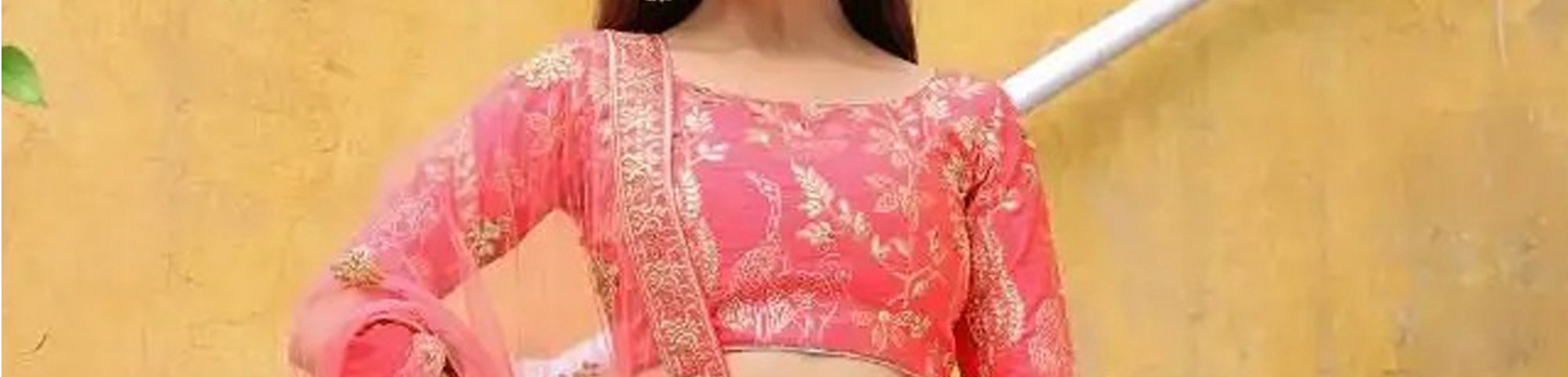 Peach Lehenga Choli styled for wedding guest celebration