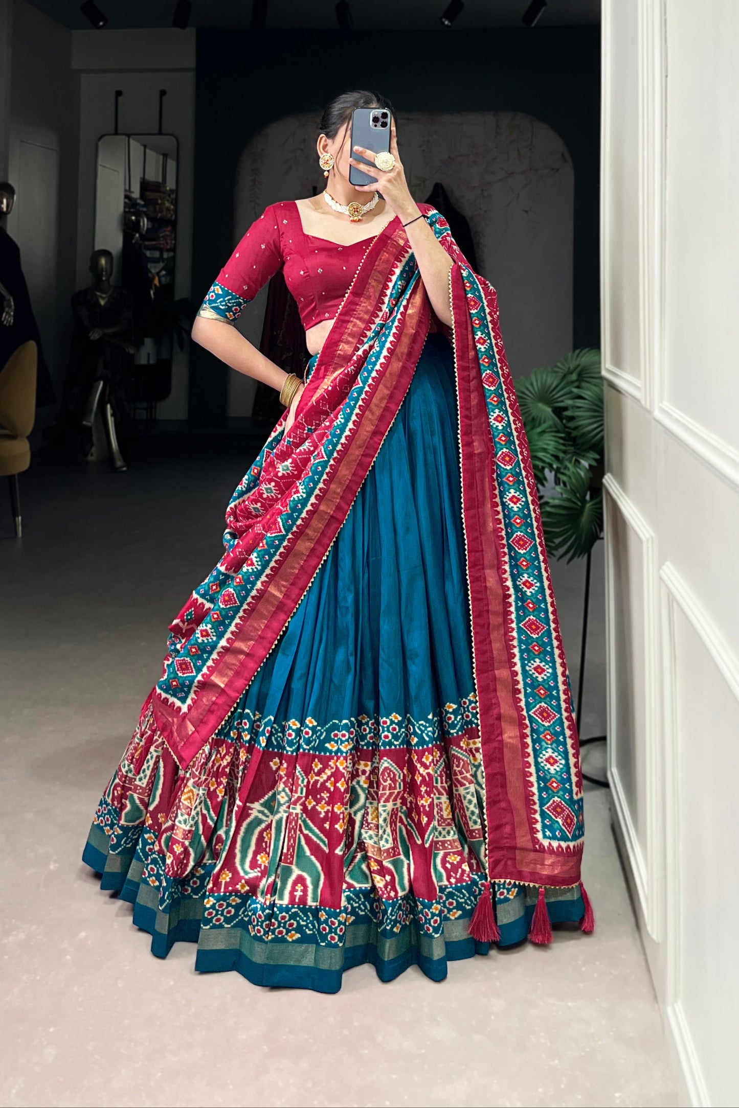 Side angle of indian outfits name lehenga choli design