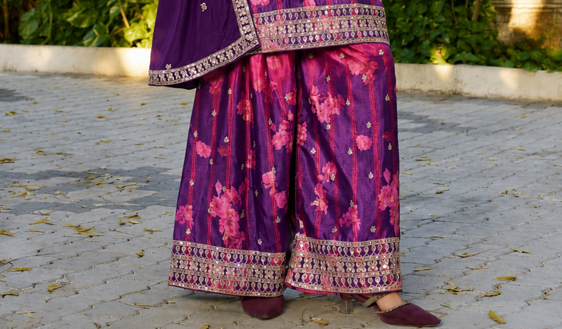 Premium palazzo suit with Back Side Full Work display