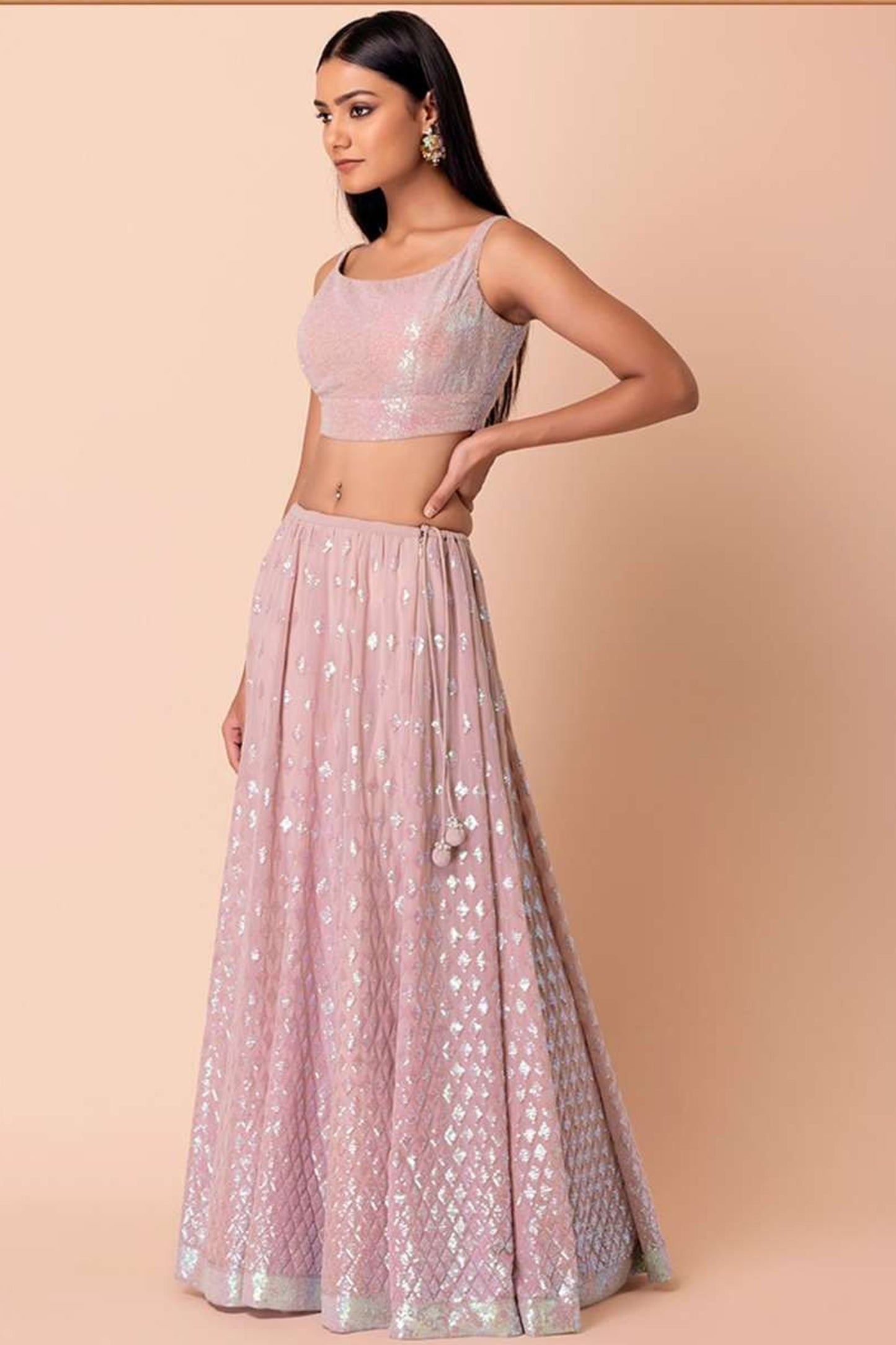ready to wear lehenga choli side drape styling view