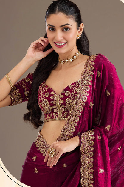 Festive silk saree with heavy zari and embroidery
