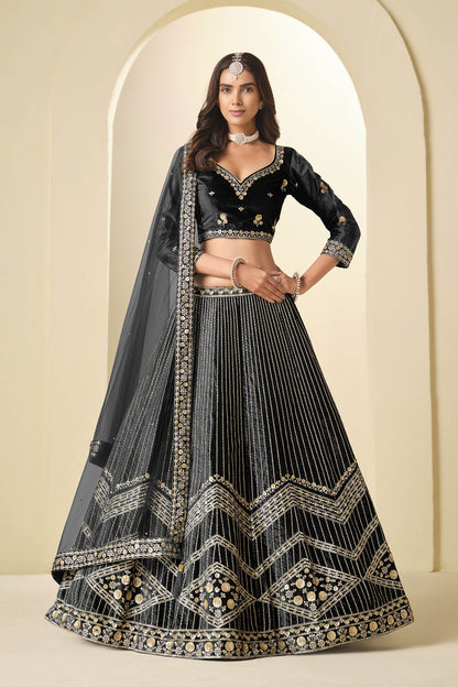 Fancy Lehenga Choli with layered embroidered detailing
