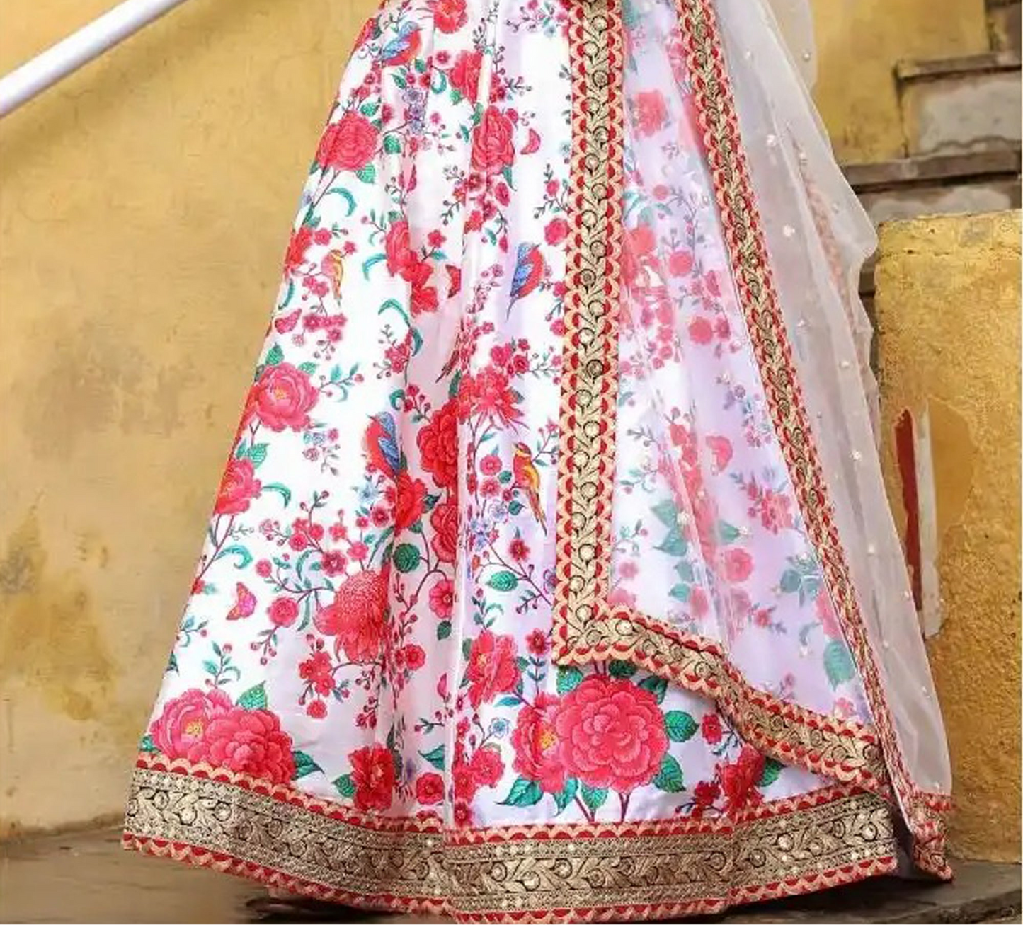 Chaniya choli lehenga with textured embroidery surface