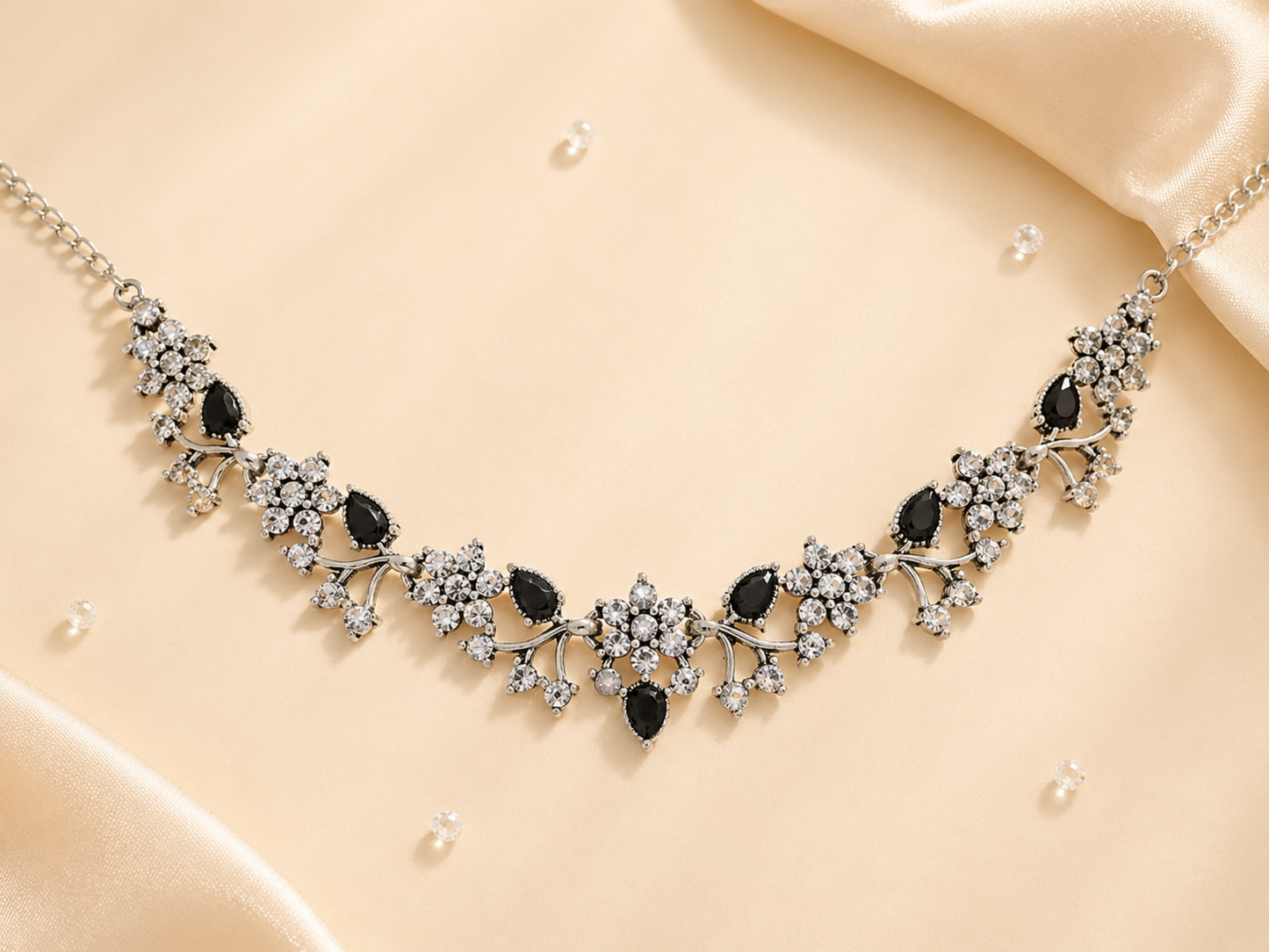 close view of black and clear stone arrangement