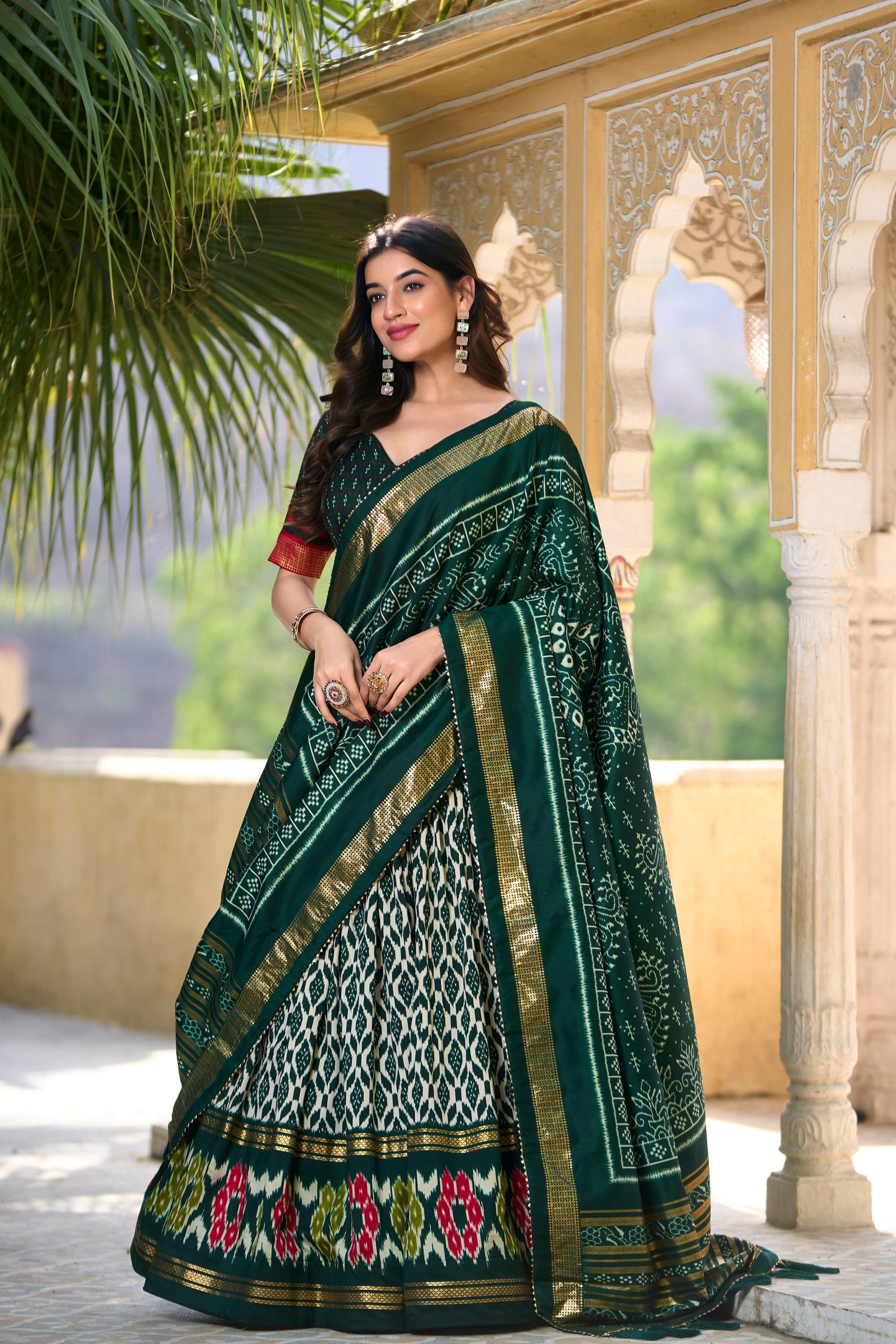 green lehenga choli blouse detail front design
